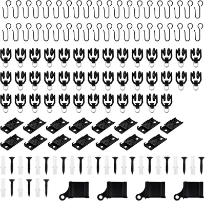 Imagen del producto de Juego de rieles para cortinas, con 40 piezas y 89 accesorios, silencioso, de color , para ventanas y duchas