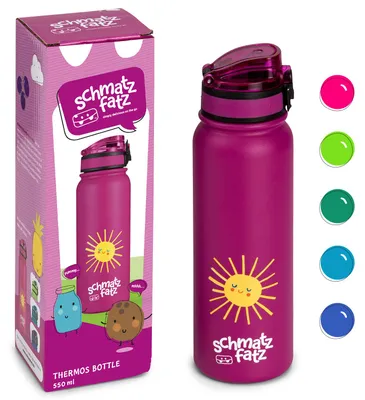 Produktbild von schmatzfatz Thermosflasche, auslaufsicher, 550 ml, Edelstahl, für heiße und kalte Getränke, für Schule und Kindergarten, BPA-frei, für Mädchen und Jungen