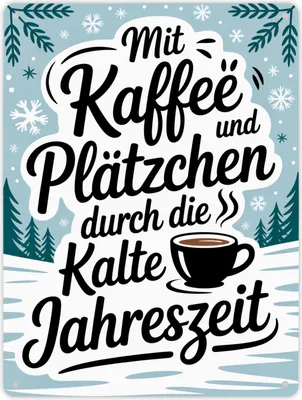 Produktbild von Winterliches Kaffee und Plätzchen Metallschild XL in 21x28 cm