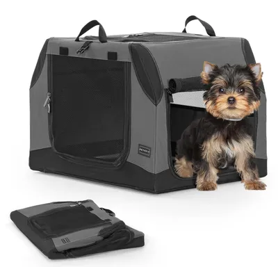 Faltbare Hundebox, Transportbox für Auto, Größe S, Grau