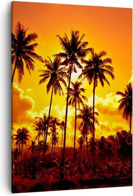 Produktbild von Bild auf Leinwand - Leinwandbild - Einteilig - Palmen Bäume Sonne - 50x70cm - Wand Bild - Wanddeko - Wandbilder - Leinwanddruck - Wanddekoration - Leinwand bilder - Wandbild - PA50x70-0187