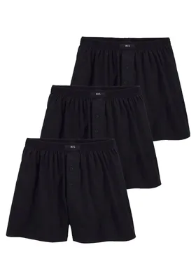 Produktbild von 3er-Pack Herren Boxershorts H.I.S aus Baumwolle Weiter-Boxer Herrenslips Stretch Männer Unterhosen, schwarz, Gr. 4
