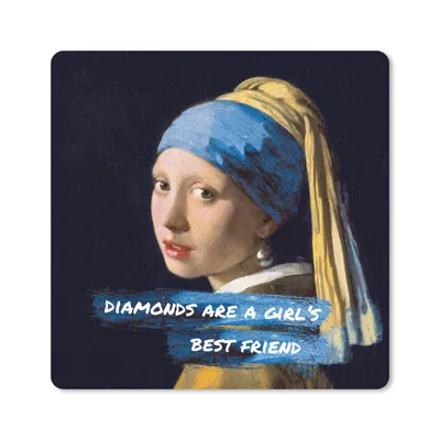 Produktbild von MuchoWow® Mauspad Mousepad Vermeer - Das Mädchen mit dem Perlenohrring - Zitat 20x20 cm - Mousepads - Maus Mat - Pad - Mausunterlage - Desk Mat - Bureauartikeln