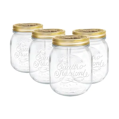 Produktbild von 4x Klar 700ml Quattro Stagioni Glasshalterung Gläser - Luftdichtschraube Deckel Aufbewahrung von Mason -Marmeladenbehälter Set - von Bormioli Rocco