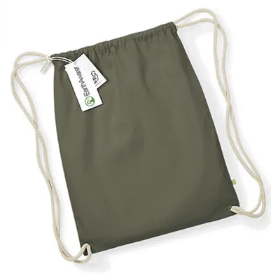 Zdjęcie produktu dla Westford Mill W810 | EarthAware Organic Gymsac / 37 x 47 cm - Kolor: Olive Green - Rozmiar: 37 x 47 cm