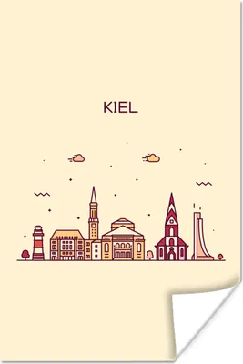 Produktbild von MuchoWow® Poster Kiel - Deutschland - Skyline 120x180 cm - Kunstposter