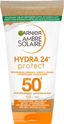 Produktbild von Garnier - Hydra 24 Gesichts- und Körper-Schutzmilch SPF50+ Ambre Solaire