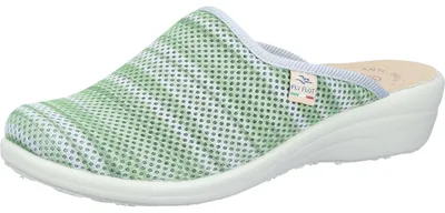 Produktbild von Fly Flot Damen Pantoffel Hausschuh gestreift Mesh Keilabsatz 330060, Größe:42 EU, Farbe:Grün