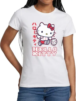 Produktbild von Spreadshirt Hello Kitty Spielt Fussball Sport Frauen T-Shirt, M, Weiß