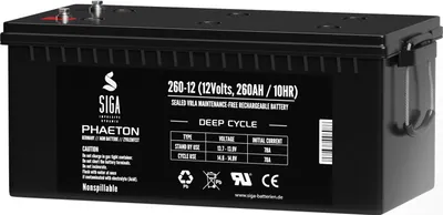 Produktbild von SIGA Phaeton AGM Deep Cycle Akku Batterie 260AH 12V