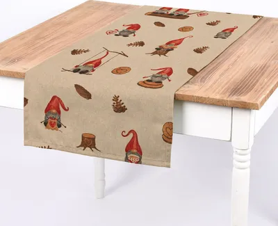 Produktbild von Tischläufer Weihnachten Tomte Weihnachtswichtel natur rot 40x160cm