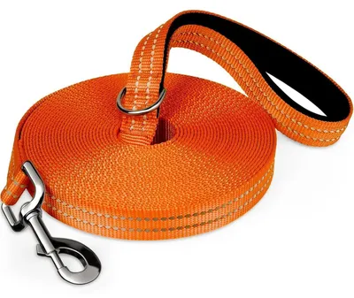 Immagine prodotto di Guinzaglio di sicurezza per cani, 5 metri, riflettente, guinzaglio robusto con imbottitura sull'impugnatura, arancione