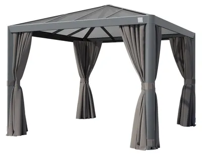 Zdjęcie produktu dla PRIMEYARD Pawilon ogrodowy 3x3 m Hardtop dach z poliwęglanu z 4 ściany boczne, szary