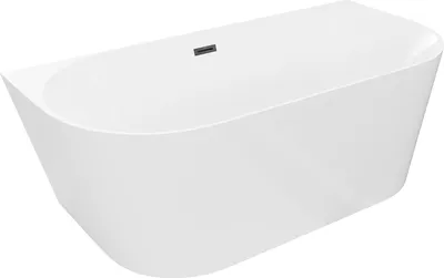 Image de Mexen Oval Slim baignoire autoportante murale 170 x 80 cm, blanc, trop-plein noir - 52661708000-70