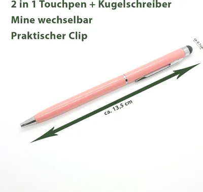 Produktbild von 2x Touchpen Stylus Eingabestift Kugelschreiber Smartphone Tablet Koralle/Rosa