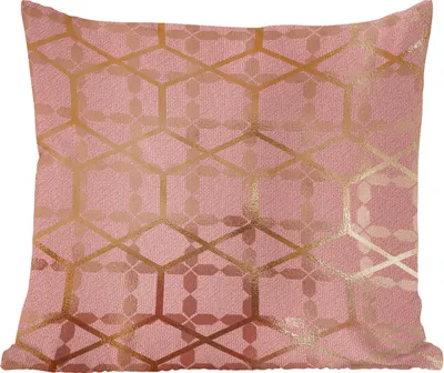 Produktbild von MuchoWow® Zierkissen Sofakissen Wohnzimmer Dekokissen 60x60 cm Rosa - Gold - Figuren - Sitzfläche - Foto Polster