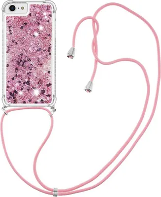 Produktbild von iPhone SE (2022/2020), iPhone 8 / 7 Hülle - Coverup Liquid Glitzer Back Cover mit Handykette - Roségold