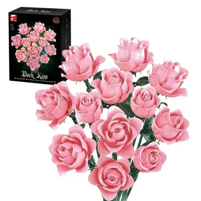 Image de Jeu de construction de 585 pièces, thème floral, idéal pour créer des bouquets, jouet éducatif, cadeau pour la Saint-Valentin