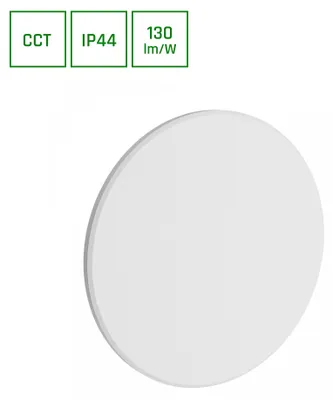 Productafbeelding van Spectrum LED buitenlamp, wandlamp, model Piatta, wit, rond, diameter 25 cm, IP44, 18W, 2350lm, kleurtemperatuur: 3000K/4000K/6000K