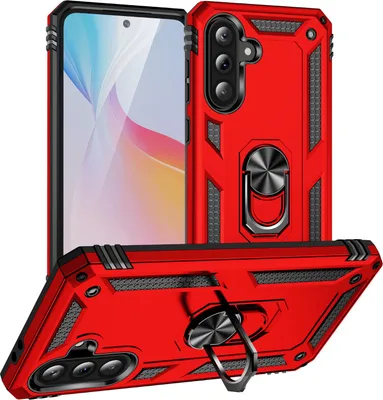 Obrázek produktu pro Pouzdro pro Samsung Galaxy A56 dvouvrstvé robustní, vojenská ochrana pouzdro s držákem prstenu a stojánkem červené