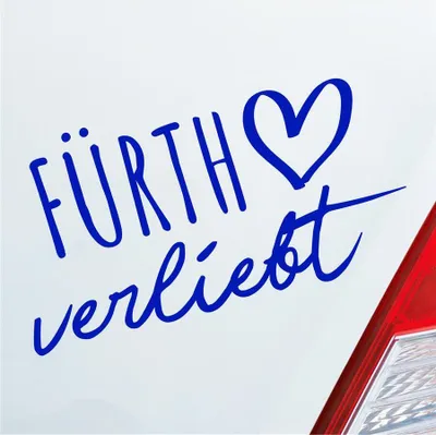 Produktbild von Auto Aufkleber Fürth verliebt Herz Stadt Heimat Liebe Car 19x10 cm Dunkelblau Sticker Heckscheibenaufkleber