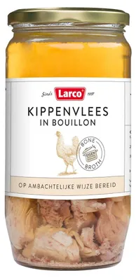 Produktbild von Larco Kippenvlees in Bouillon 800g – Zartes Hähnchenfleisch in aromatischer Brühe