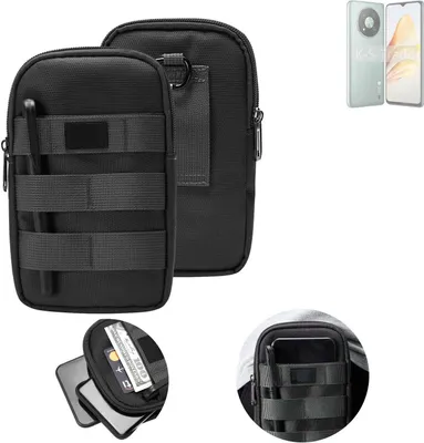 Produktbild von K-S-Trade Holster Gürtel Tasche kompatibel mit ZTE XiaoXian 50 Handy Tasche Schutz Hülle dunkel-grau viele Fächer, 1x