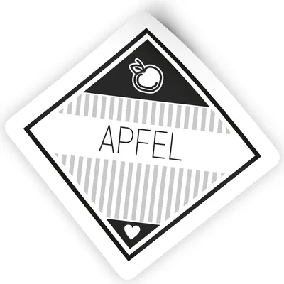 Produktbild von itenga 50 x Marmeladen Etikett APFEL 4,5x4,5cm karo schwarz weiss MODERN