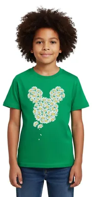 Produktbild von Mickey & Minnie Mickey Mouse Gänseblümchen Kinder T-Shirt, 98/104 (3-4 Jahre), Kelly Green