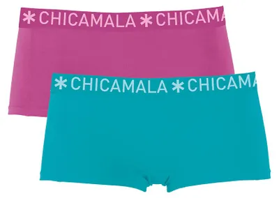 Produktbild von 2er-Pack Mädchen Boxerhöschen, einfarbig, Grün/Lila, Größe 146/152