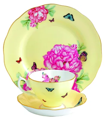 Produktbild von Teetasse, Untertasse und Teller 20 cm, gelb, Set von 3