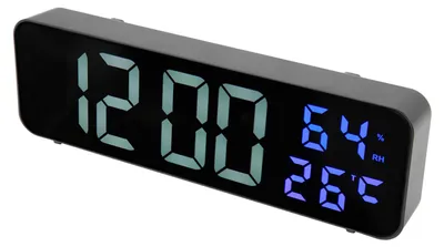 Obrázok produktu pre Multifunkčné digitálne LED hodiny s 9,1-palcovým zrkadlom, budíkom, dátumom a meraním vlhkosti do spálne, obývačky alebo kancelárie