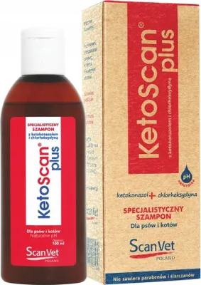Produktbild von SCANVET KETOSCAN PLUS SHAMPOO GEGEN MYKOSE UND BAKTERIEN Für Hunde und Katzen 100 ml