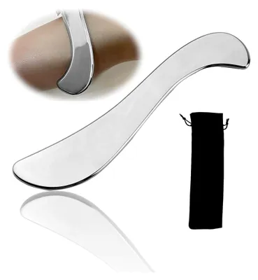 Produktbild von Edelstahl Gua Sha Stein und Massage Set für Gesicht und Körper