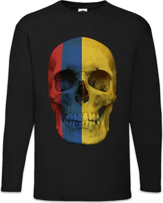 Produktbild von Urban Backwoods Classic Colombia Skull Flag, Langarm T-Shirt, Farbe: Schwarz, Größe: 5XL