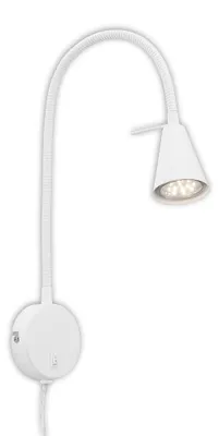 Produktbild von LED Leselampe mit Schalter, schwenkbar, rund, GU10, 400lm, warmweißes Licht, Wandleuchte, Wandlampe, Bettlampe, Lampe Bett, Leselicht, 45 cm, Weiß