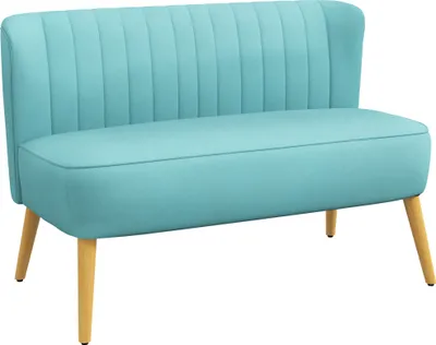 Produktbild von HOMCOM 2-Sitzer Stoffsofa Polstersofa Doppelsofa Sitzmöbel Loungesofa Holz Samtartiges Polyster Schaumstoff Grün 117 x 56,5 x 77 cm
