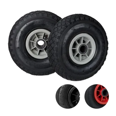 Produktbild von relaxdays 2 x Sackkarrenrad 3.00-4 schwarz-grau