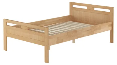 Produktbild von Massivholzbett Seniorenbett Buche natur 120x200 Hohes Bett Einzelbett Zubehör wählbar V-60.74-12Rollrost inkl.