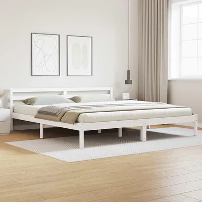 Imagen del producto de Maison Exclusive: Estructura de cama blanca, 225,5 x 205,5 x 69,5 cm, fabricada en madera maciza de pino