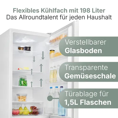 Produktbild von Bomann Kühlschrank mit Gefrierfach | | 180cm | Kühl Gefrierkombination leise | Türanschlag wechselbar | 269L | KG 184.1 weiß