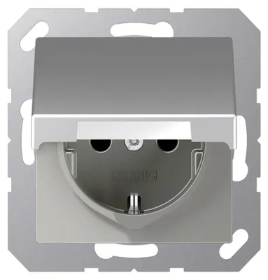 Produktbild von JUNG REV Schuko Steckdose A500 Aluminium mit Klappdeckel