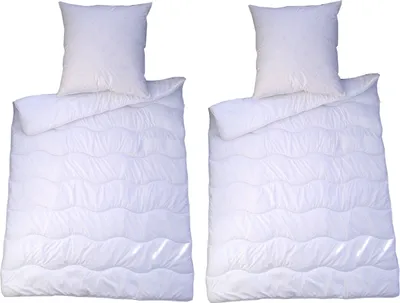 Produktbild von Bettenset Premium Steppbett 2x Bettdecke 135x200 & 2x Kopfkissen 80x80 cm  EU 4 teilig