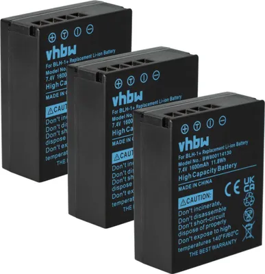 Produktbild von vhbw 3x Akku kompatibel mit Olympus OM-D E-M1 Mark III Kamera (1600 mAh, 7,4 V, Li-Ion)
