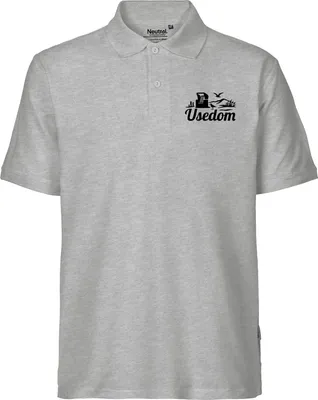Produktbild von Huuraa Herren Polo Shirt Usedom Strandmotiv 3XL Sport Grey Bio Baumwolle Fairtrade Poloshirt Geschenkidee