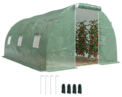 Produktbild von Outsunny Foliengewächshaus begehbares Polytunnel 4,5 x 3 m Gewächshaus mit Fenster