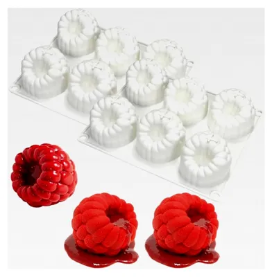 Produktbild von Silikon-Dessertform 2 Stück Himbeer-Silikonform für Pralinen, Schokoladen-Mousse-Kuchenform, Erdbeer-Himbeer-Silikon-Backformen, Frucht-Backform