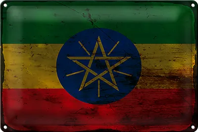 Produktbild von Blechschild Flagge Äthiopien 18x12cm Flag Ethiopia Rost