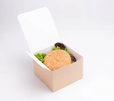 Produktbild von Burgerbox Kraftpapier 14 x 14 x 9,5 cm 100 Stück.
