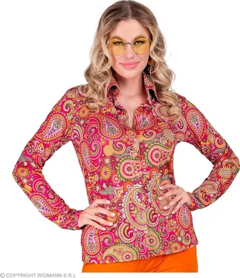 Produktbild von 60s Bluse Paisley pink 70er Hippie, Groesse:S/M
